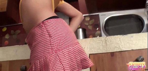  You can peek at my panties while I cook some food